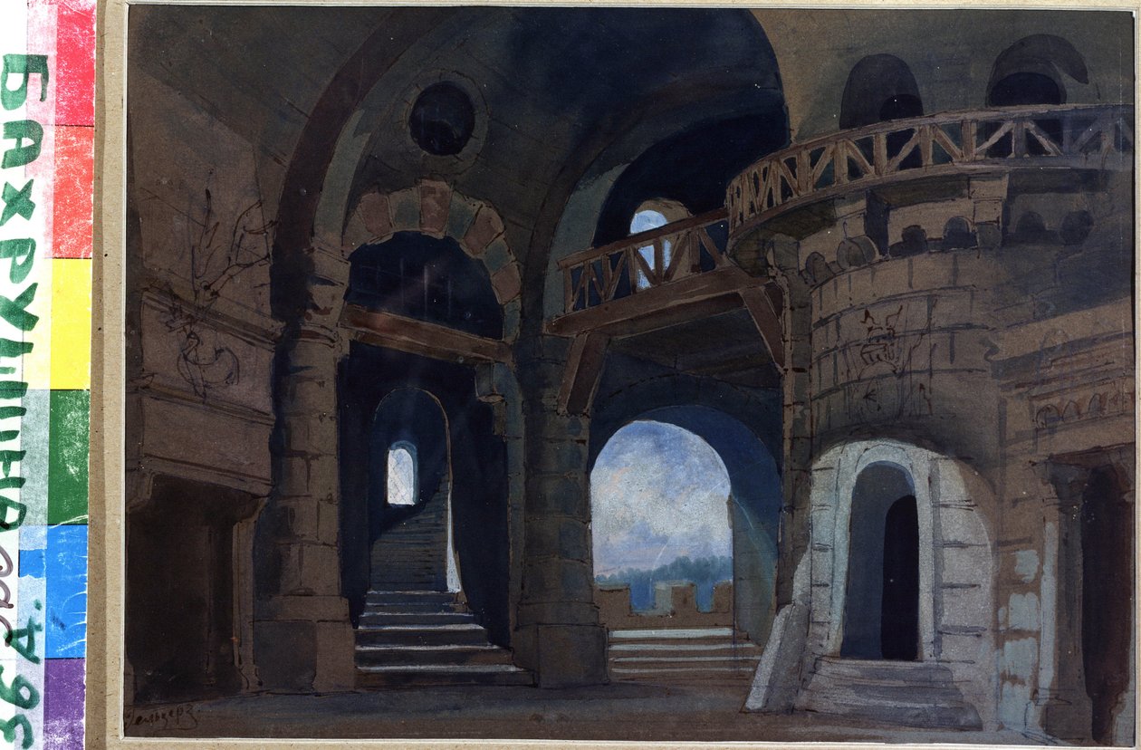 Stage Design for the Play Macbeth by William Shakespeare by Anatoli Fedorovich Geltser