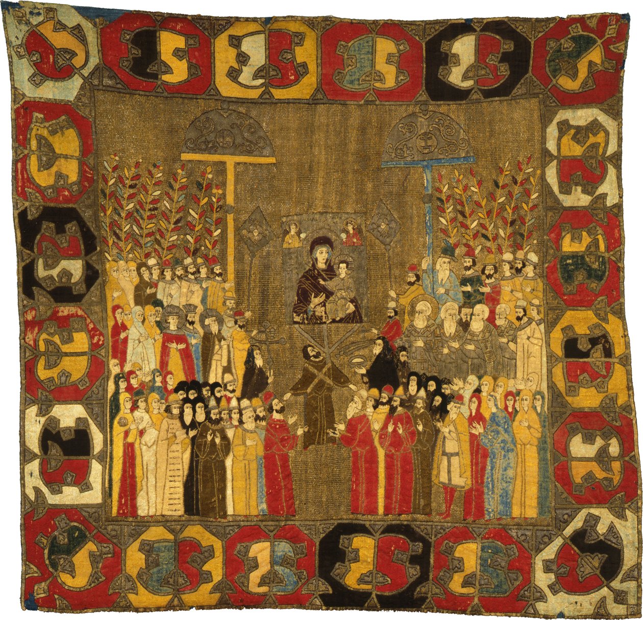 Palm Sunday Procession in Moscow on April 8, 1498. Zoe Palaiologina with daughters left under, Ivan III, Elena of Wallachia, D, 1498 by Ancient Russian Art
