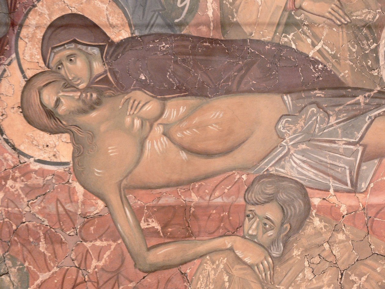 The Entombment of Christ by Ancient Russian frescos