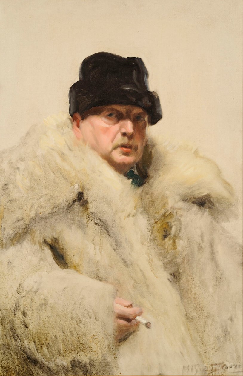 Self-Portrait in Wolfskin Coat by Anders Leonard Zorn