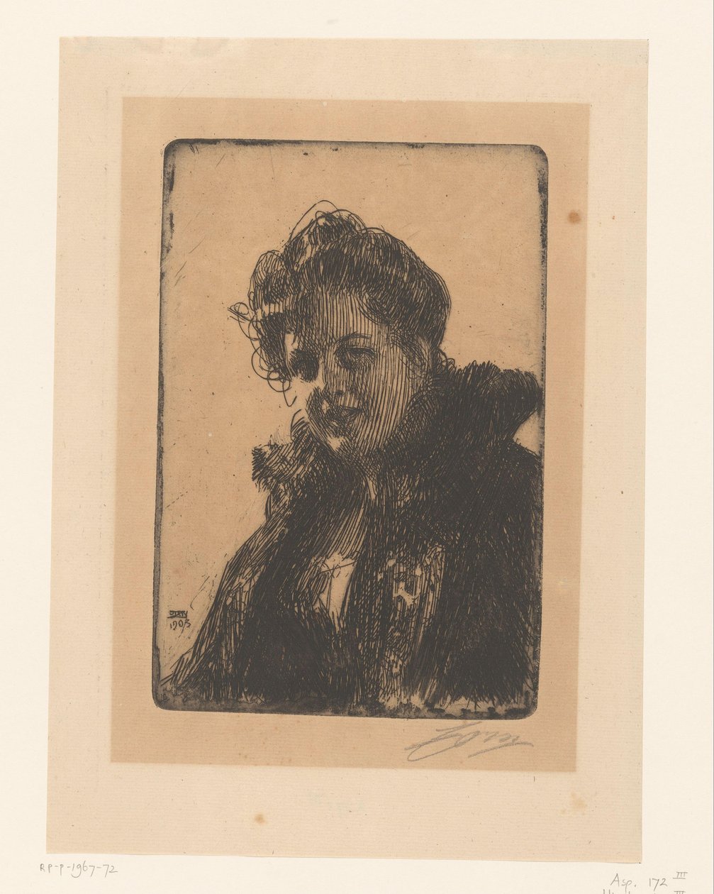 Portrait of Amalia Granberg by Anders Leonard Zorn (signed by artist)