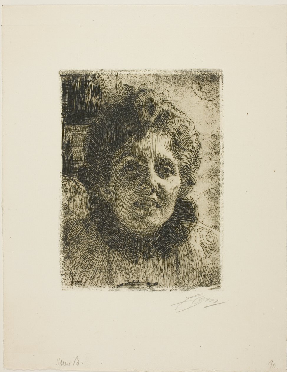 Aurore (Mrs. Aurore Klintberg, née Oxenstierna, Head) by Anders Zorn