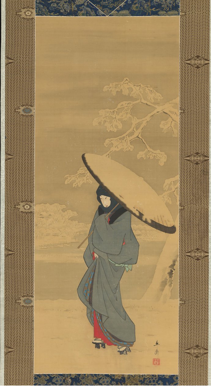 Woman Walking in the Snow by Ando Hiroshige