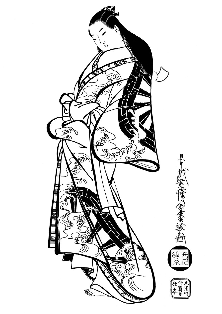 A Woman with Her Hair Down, 1700s by Ando Kaigetsudo
