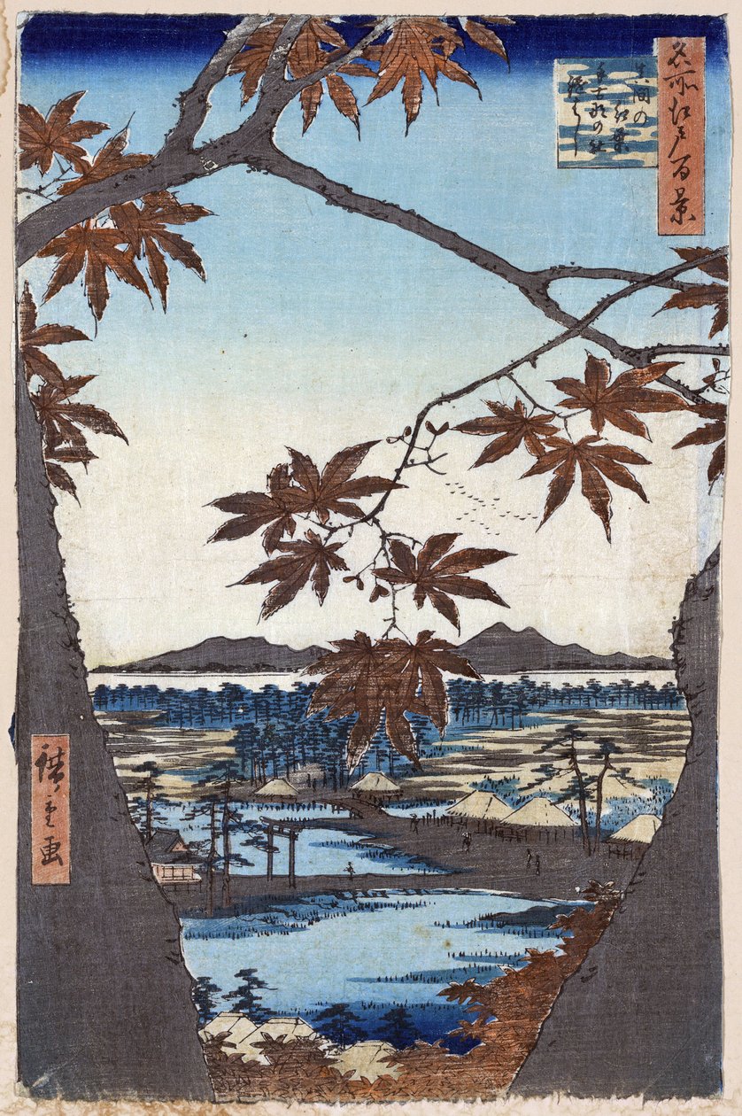 絵画 F6 tree Maple Trees at Mama by Utagawa Hiroshige | DailyArt Magazine