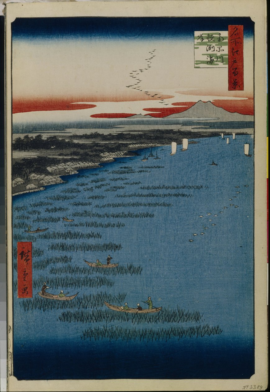 One Hundred Famous Views of Edo: Minami Shinagawa and Samezu Coast by Ando or Utagawa Hiroshige