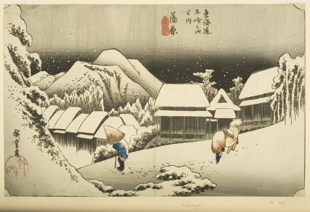 Kanbara: Night Snow by Ando or Utagawa Hiroshige