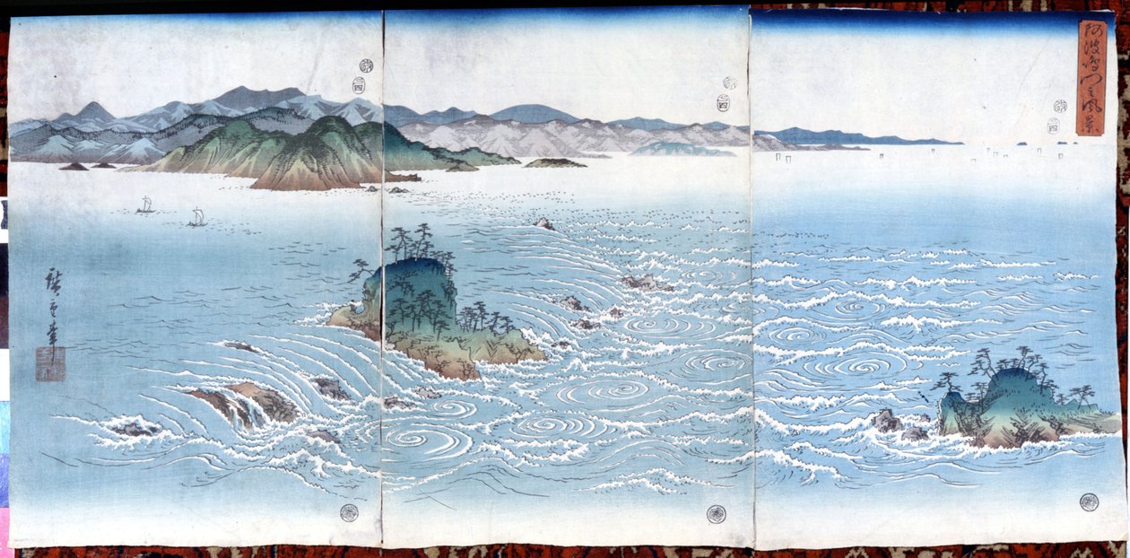 Naruto Gorges at Awa. Prints by Katsushika (Utagawa) Hiroshige (1797-1858). by Ando or Utagawa Hiroshige
