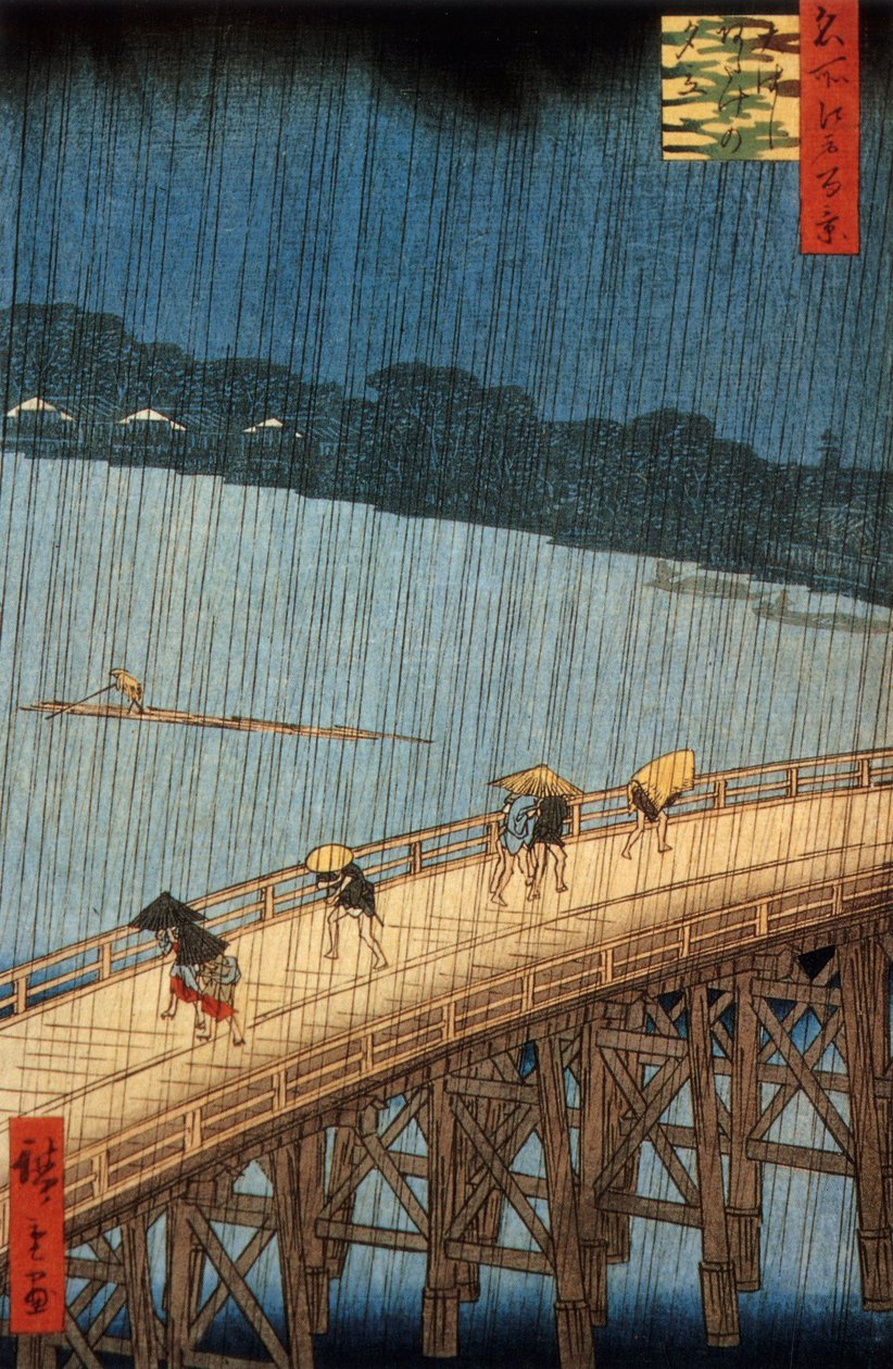 Sudden Shower (yudashi) on Ohashi Bridge, Japan, engraving by Ando Hiroshige by Ando or Utagawa Hiroshige