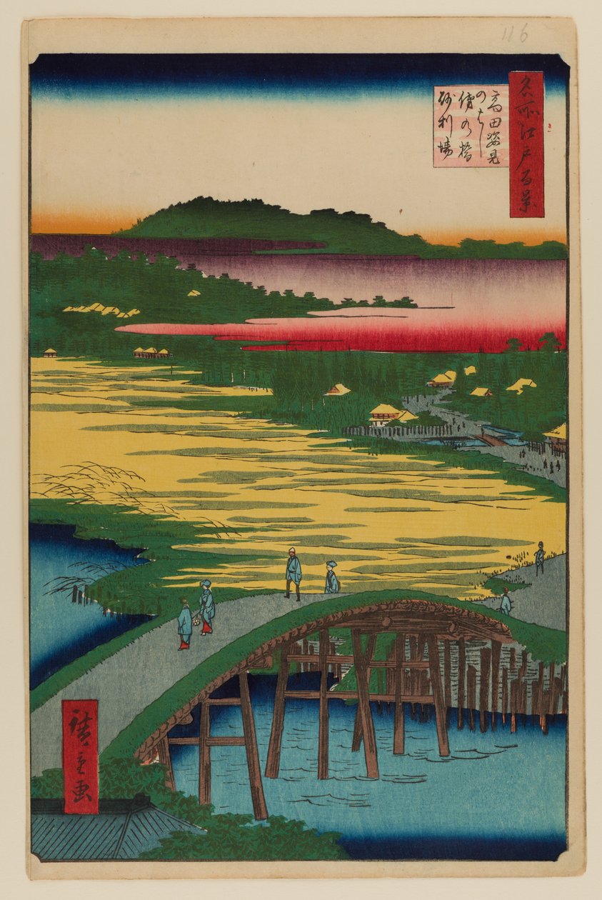 Sugatami Bridge, Omokage Bridge, and Jariba at Takata by Ando or Utagawa Hiroshige