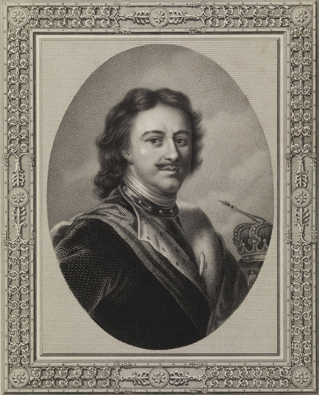 Peter the Great. Etching. (Copy from the Collection of Count Narishkin) by André Joseph Mécou