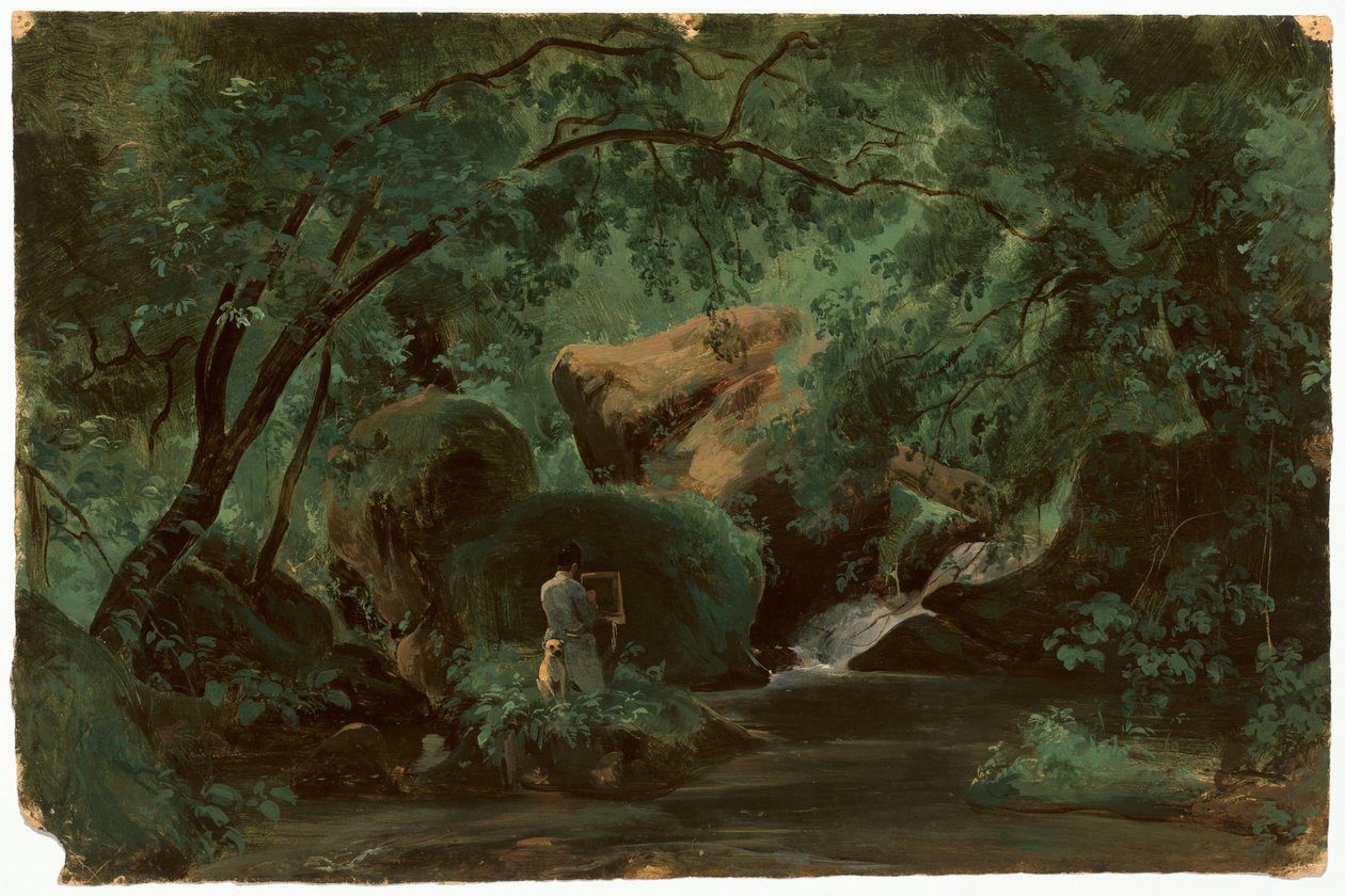Forest Interior with a Painter, Civita Castellana by André Giroux