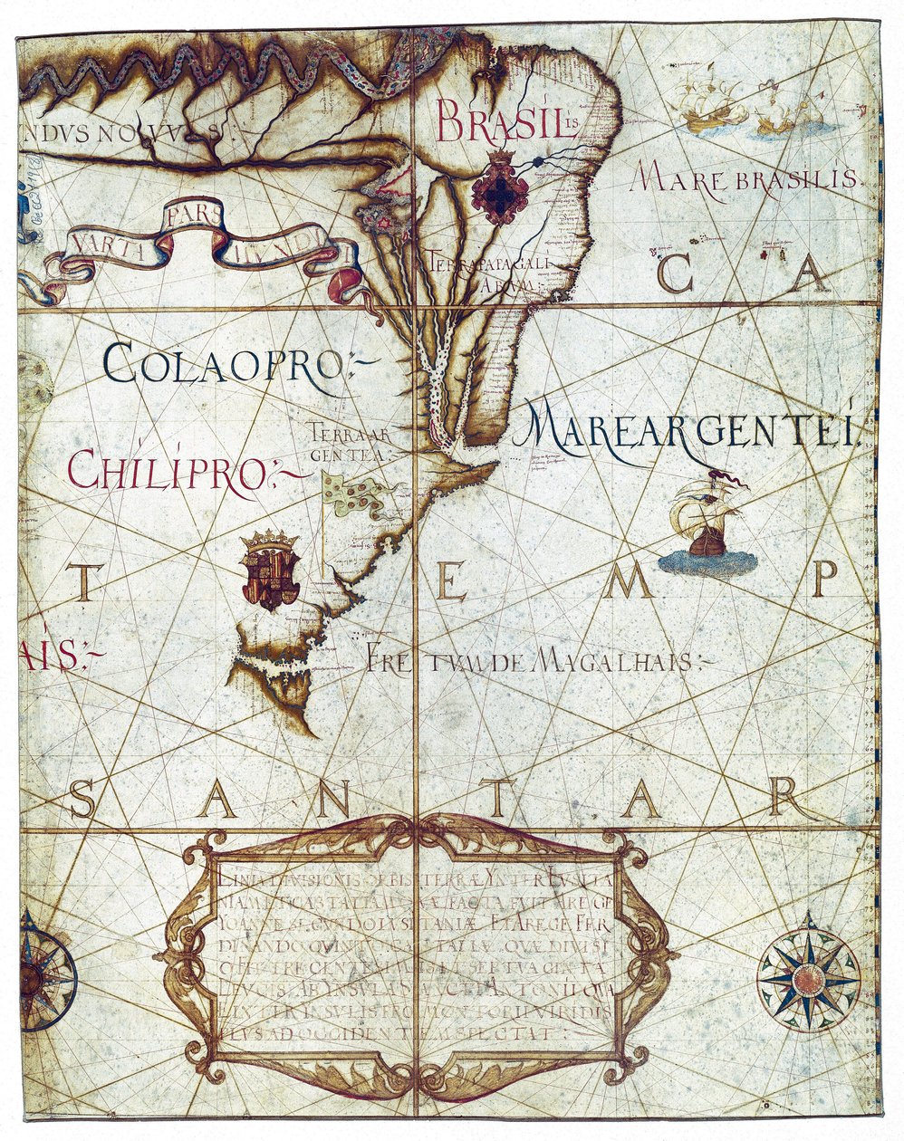 Map of South America, in Universa ac Navigabilis Totius Terrarum Orbis Descriptio 1559 by André Homem