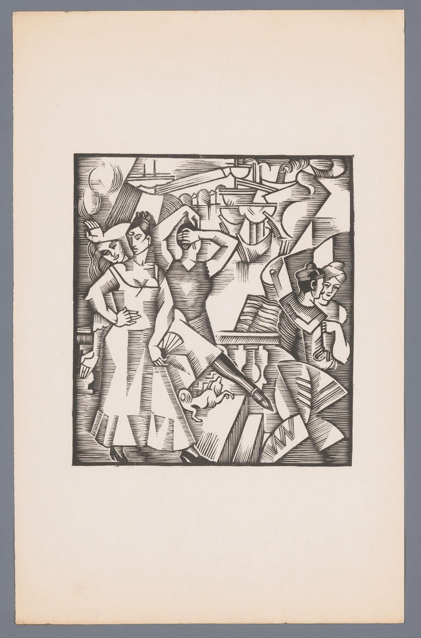 Three Dancing Women and Sailor with Woman (series: Six Woodcuts with Maritime Scenes, Grand Largue) by André Lhote