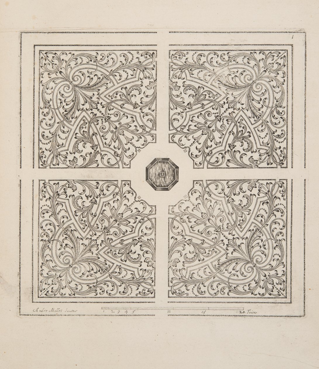 Design for Parterre, from Theatre des Plans et Jardinages, pub.1652 (engraving) by André Mollet