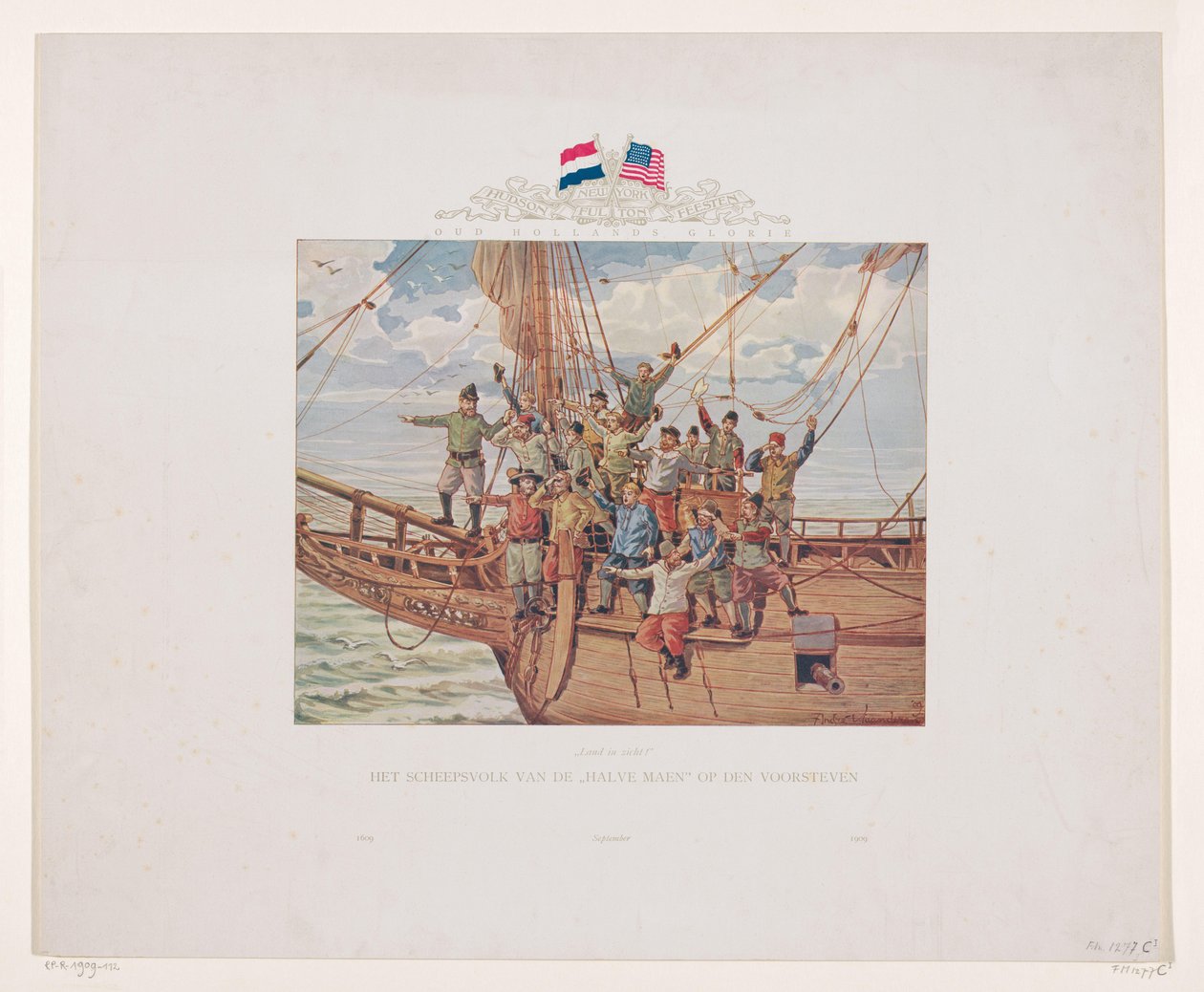 The Ship of Henry Hudson, the Halve Maen, Approaches the North American Coast, 1609 by André Vlaanderen