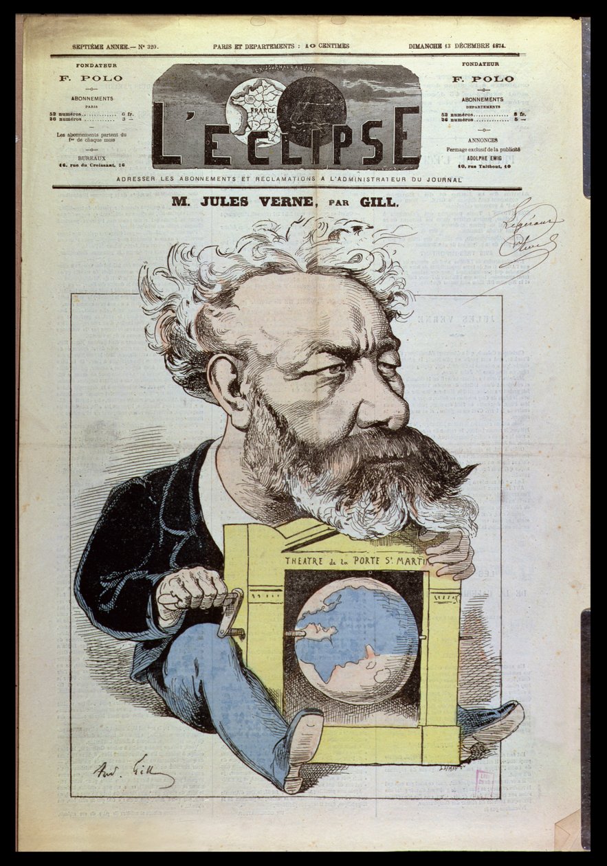 Caricature of Jules Verne by Andre Gill