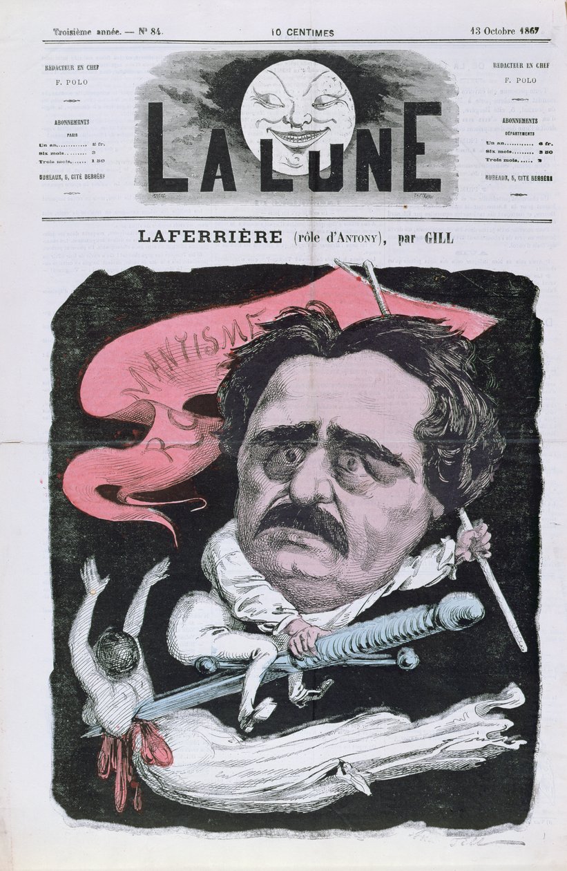 Caricature of the Actor Laferriere in the Role of Antony, from the Play of the Same Name by Alexandre Dumas by Andre Gill