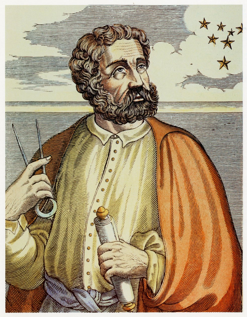 Portrait of Ferdinand Magellan (1480 - 1521) with Navigational Instruments by Andre Thevet
