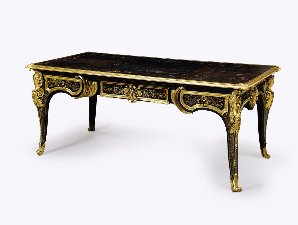 Louis XIV ormolu-mounted brown tortoiseshell bureau plat, c.1710 by Andre Charles (attr. to) Boulle