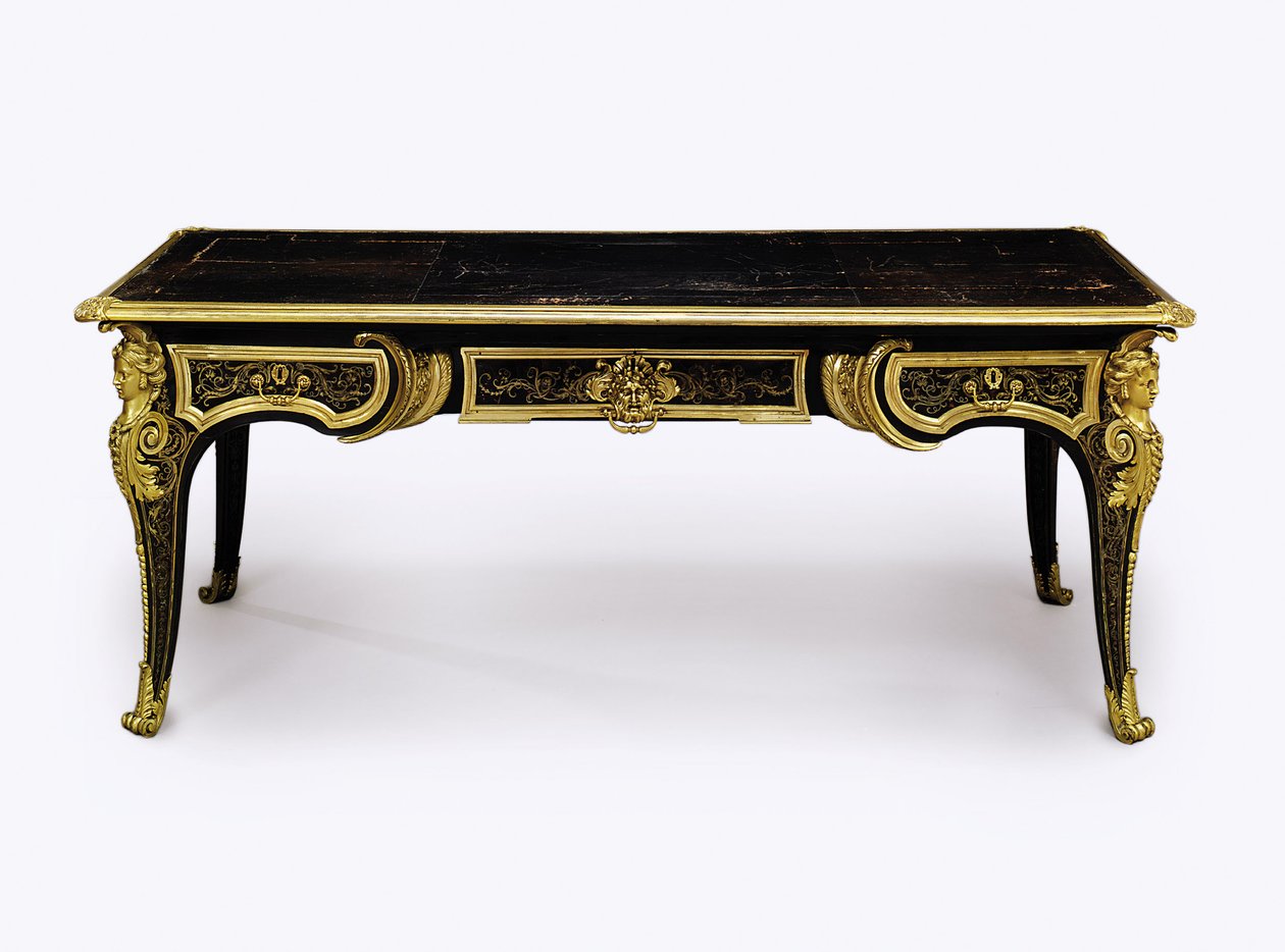 Louis XIV ormolu-mounted brown tortoiseshell bureau plat, c.1710 by Andre Charles Boulle