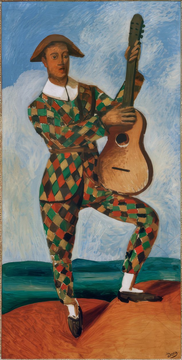 Harlequin with guitar by Andre Derain