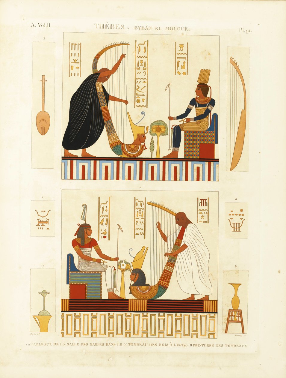 Paintings of Two Harpers in the Tomb of Pharaoh Ramesses III in the Valley of the Kings by Andre Dutertre