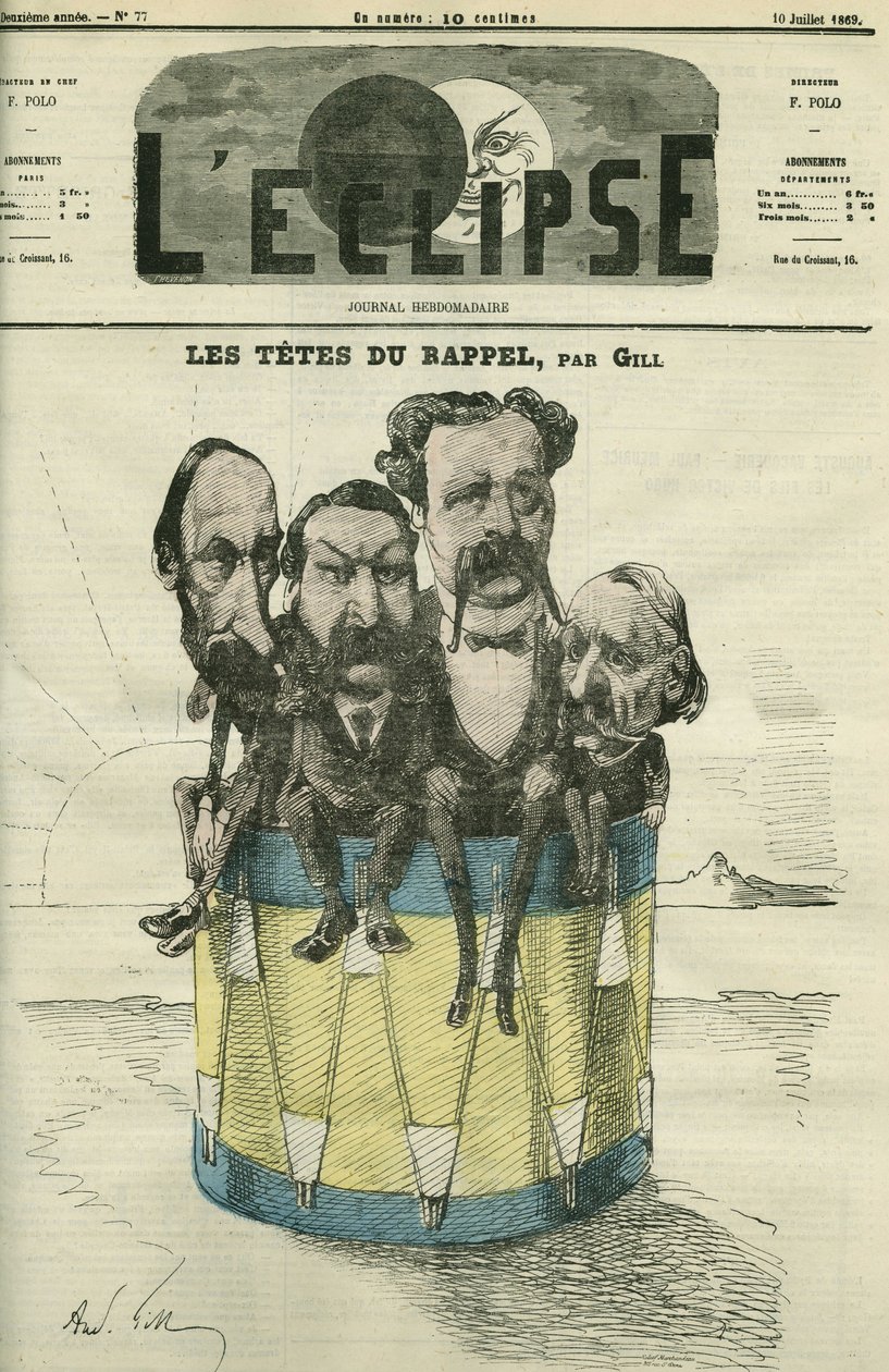 Auguste Vacquerie, Victor Hugo, Charles Hugo, and Paul Meurice, French men of letters. Cover in 