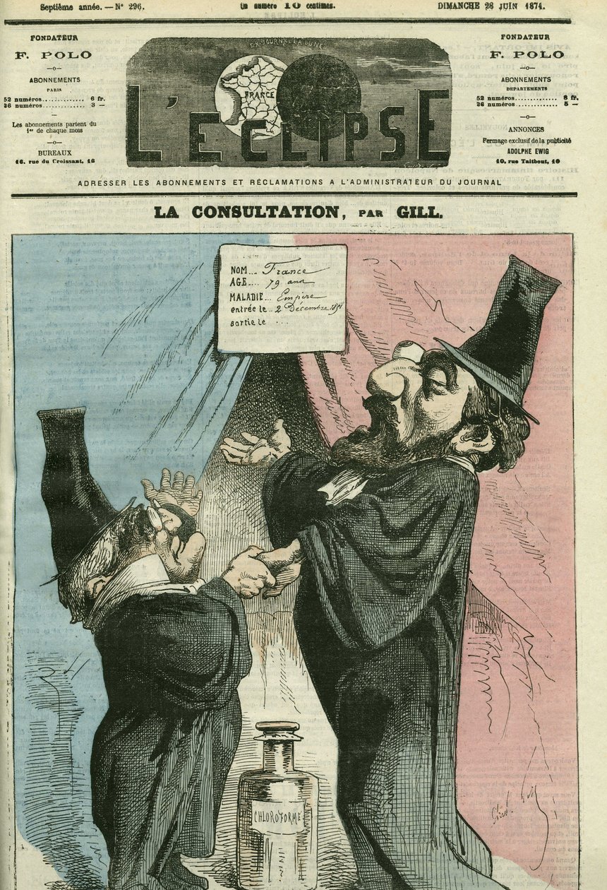Cartoon by Adolphe Thiers (1797-1877) and Leon Gambetta (1838-1882), French politicians. Cover in 