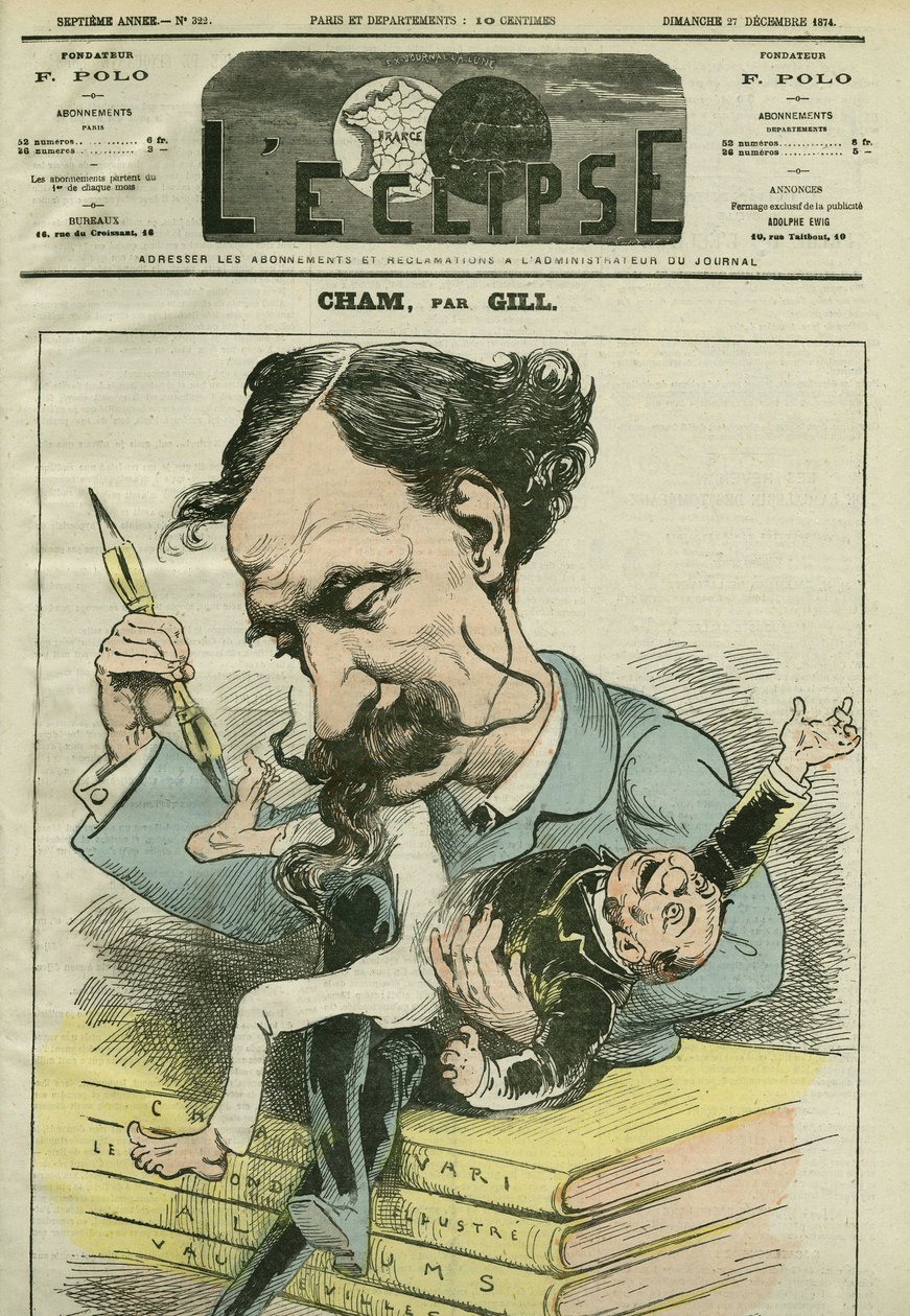 Cartoon by Amedee de Noe dit Cham (1818-1879), French cartoonist. Cover in L