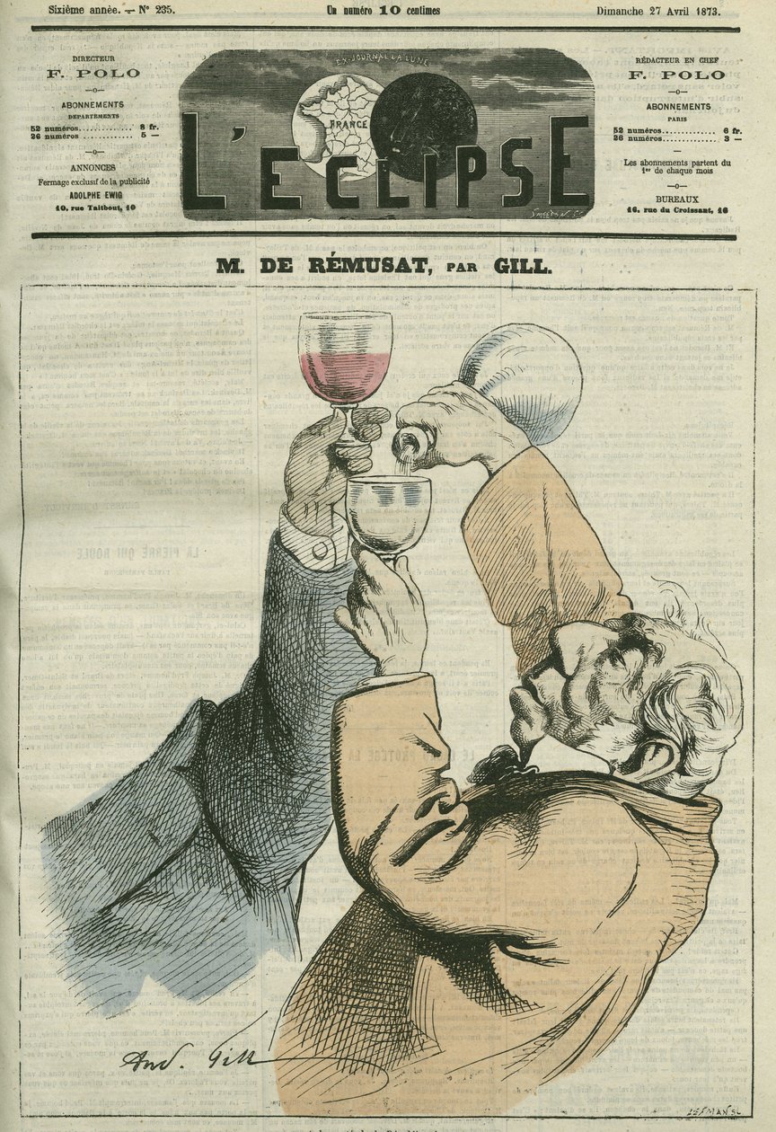 Cartoon by Charles de Remusat (1797-1875), French philosopher and politician. Cover in 