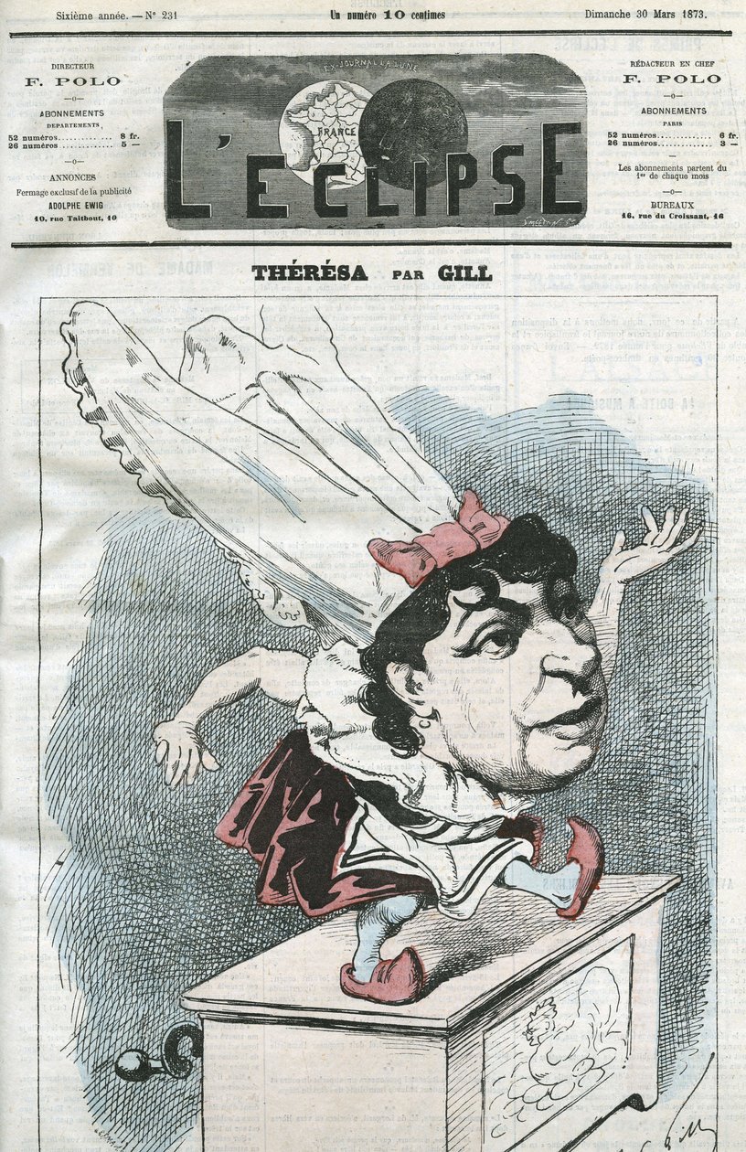Cartoon by Emma Valendon called Theresa, French popular singer. Cover in L
