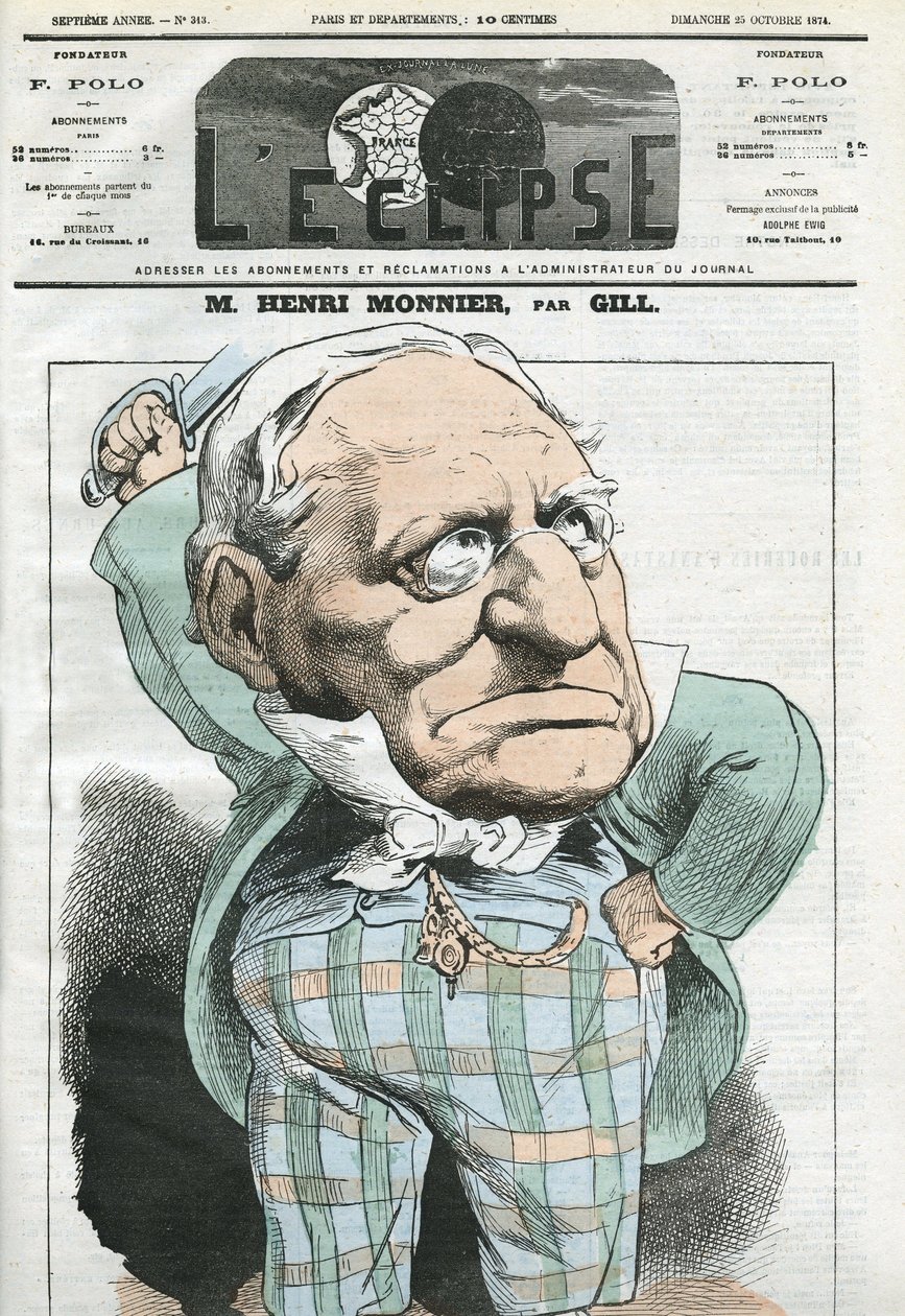 Cartoon by Henri Monnier (1799-1877), French playwright, cartoonist, actor. Cover in 