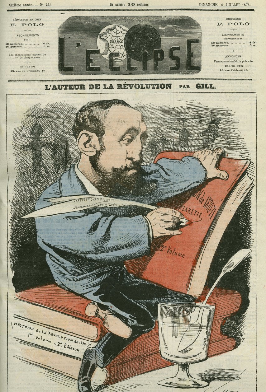 Cartoon by Jules Claretie (1840-1913), French novelist, playwright and critic. Cover in 
