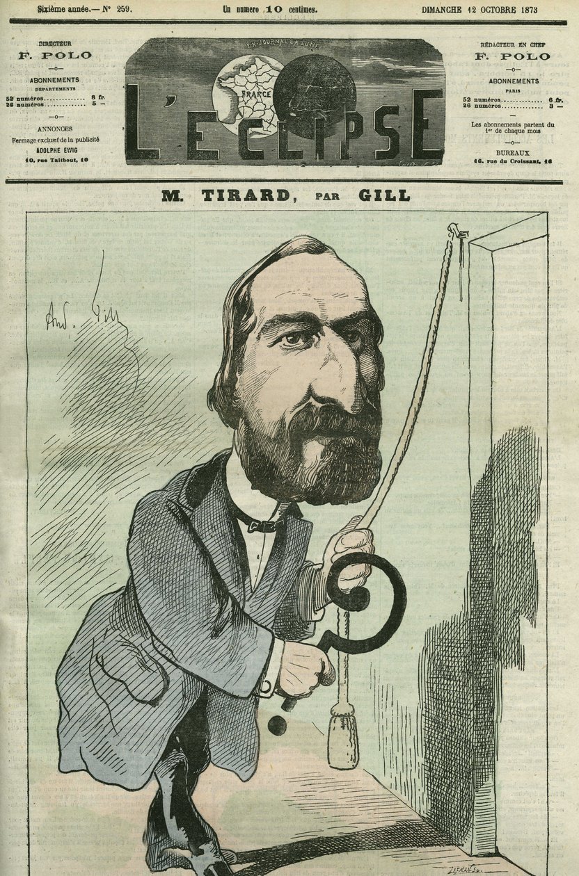 Cartoon by Pierre Tirard (1827-1893), French politician. Cover in L