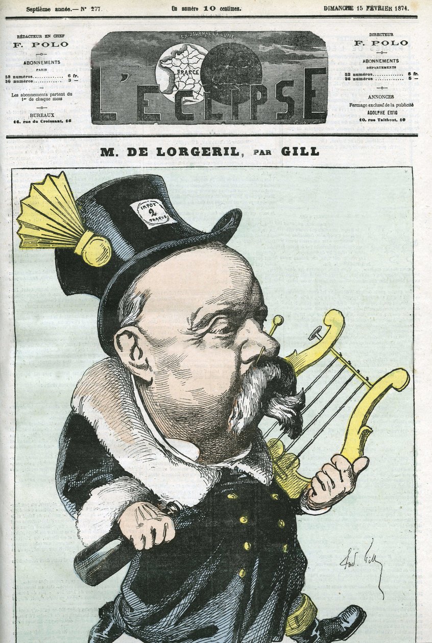 Cartoon by Viscount de Lorgeril, French politician. Cover in 