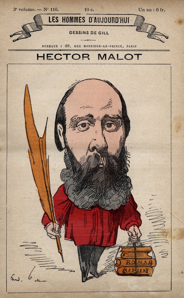 Cartoon of Hector Malot (1830-1907) from 