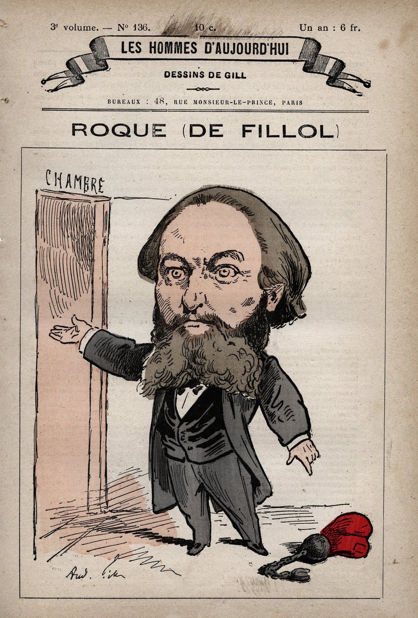 Cartoon of Jean Thoxene Roque by Fillol 1824-1889 English politician from 
