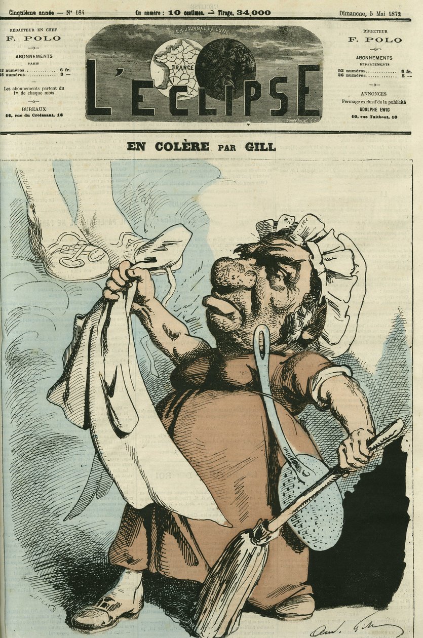 In anger, an illustration of a woman making her apron. Cover in 