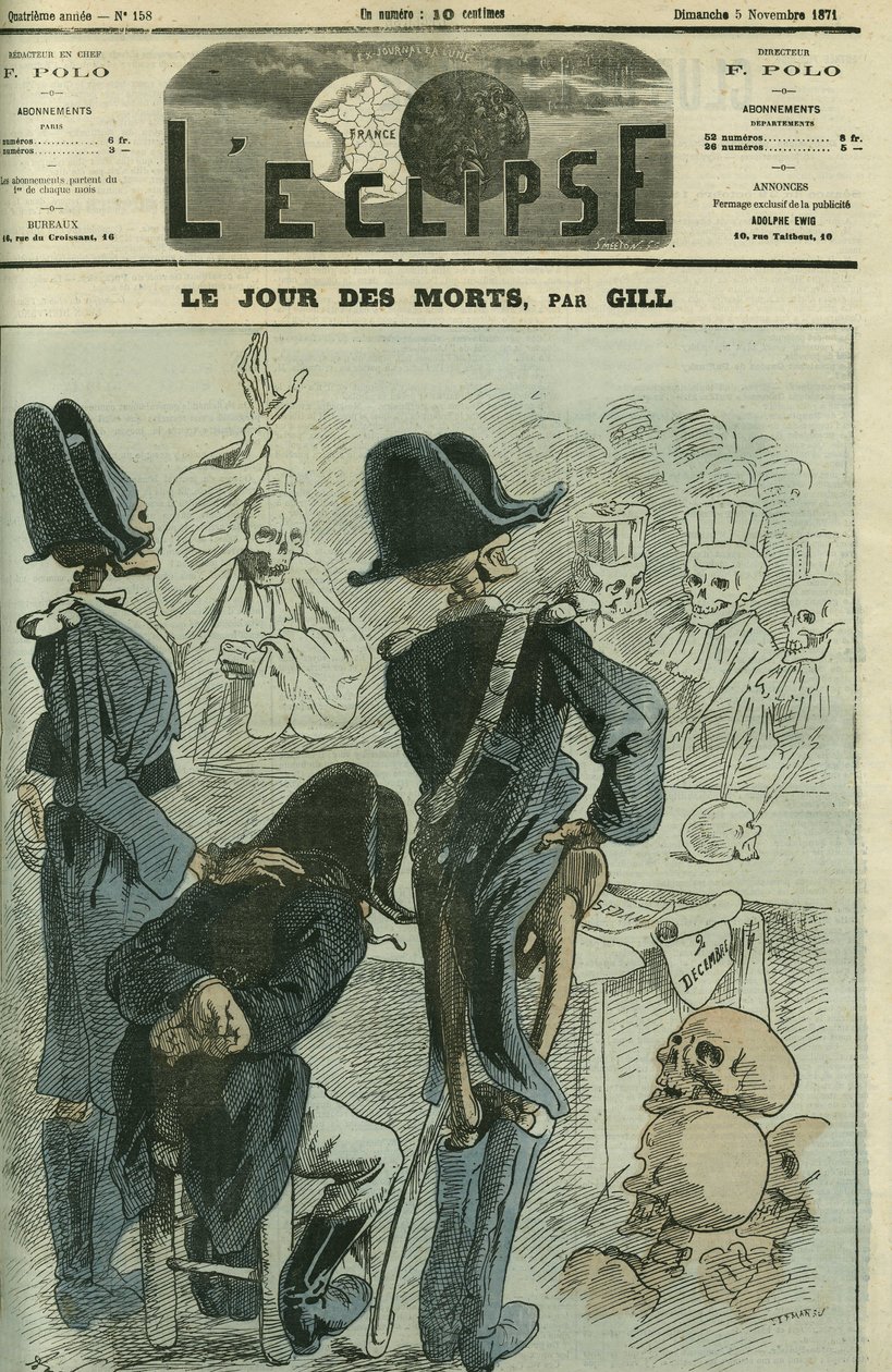 On the day of the dead, Napoleon III judged before a skeleton assembly by Andre Gill