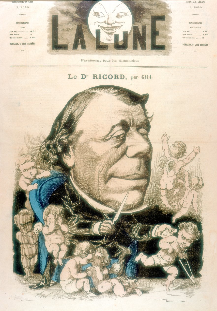 Philippe Ricord, French surgeon and venereologist, 1867 by Andre Gill