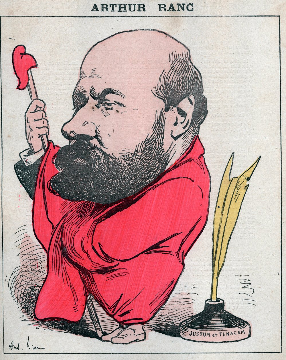 Portrait of Arthur Ranc, French journalist and politician - Cartoon by Andre Gill in 