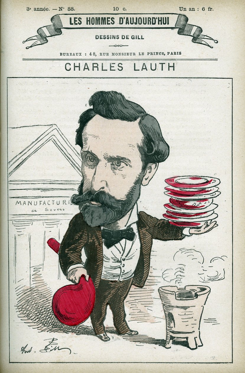 Portrait of Charles Lauth (1836-1913), a French chemist, he was the director of the Ecole Superieur de Physique et de Chemistry Industrielles (ESPCI) in Paris. Cartoon by Gill, Paris by Andre Gill