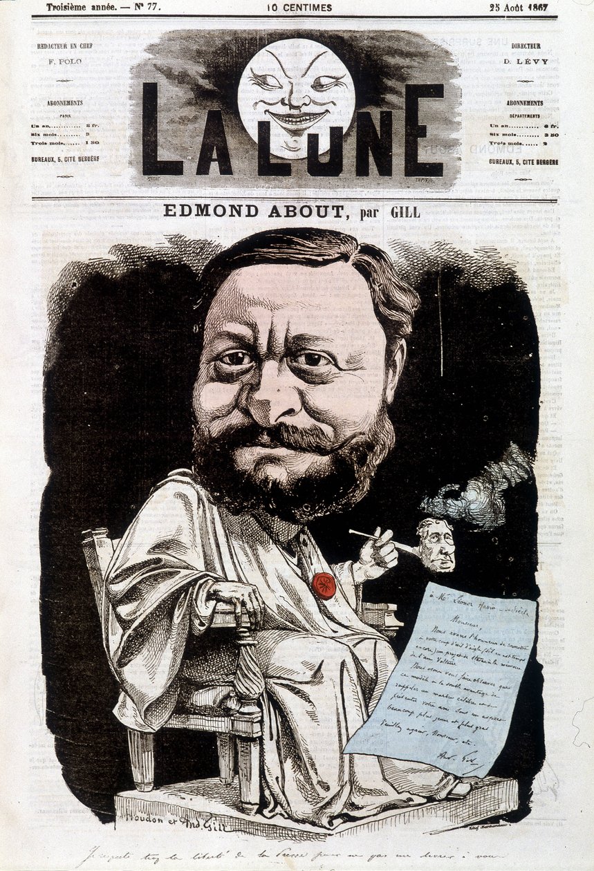 Portrait of Edmond About, French writer by Andre Gill