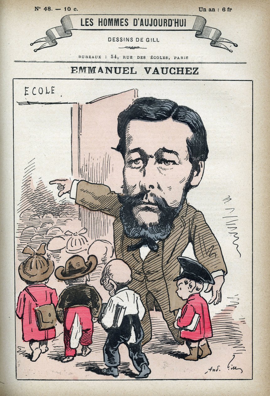 Portrait of Emmanuel Vauchez, French politician. Caricature of Gill, Paris. by Andre Gill