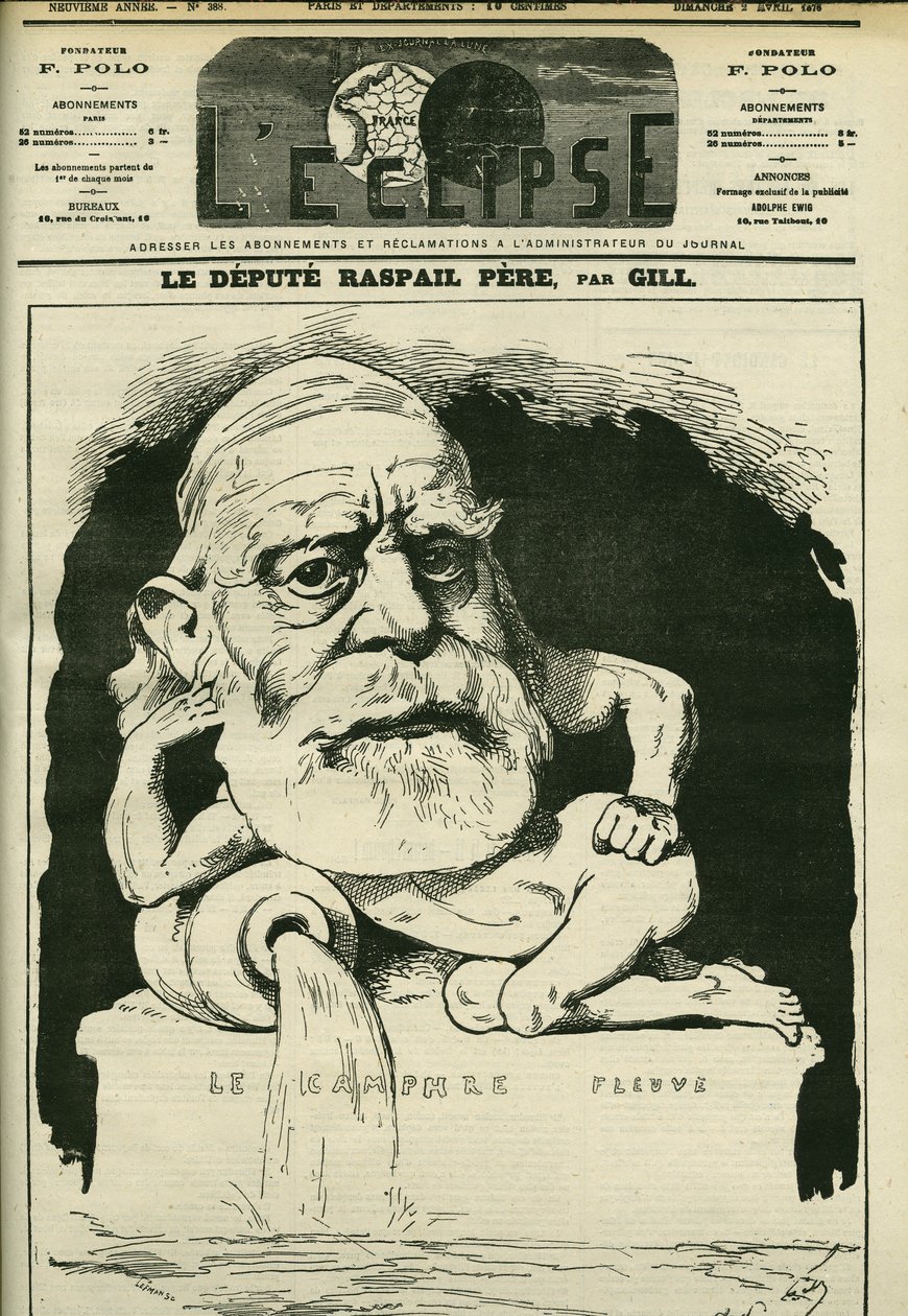 Portrait of Francois-Vincent Raspail (1794-1878), French chemist, doctor, and politician. Cover in 
