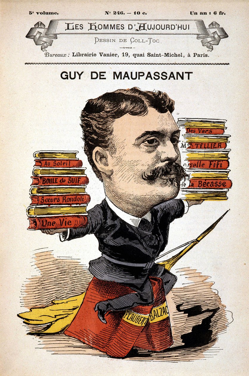 Portrait of Guy de Maupassant - by Gill, in 