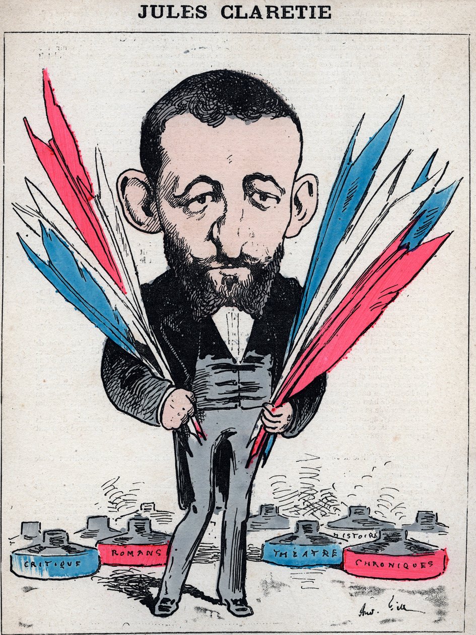 Portrait of Jules Claretie, French novelist, playwright and critic - Caricature by Andre Gill, in 