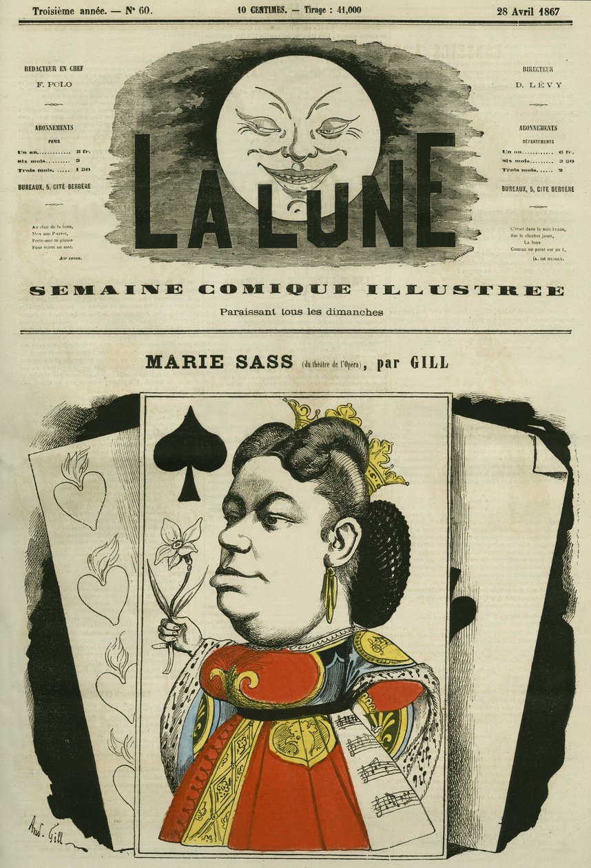 Portrait of Marie Sass, Singer at the Opera Theatre by Andre Gill