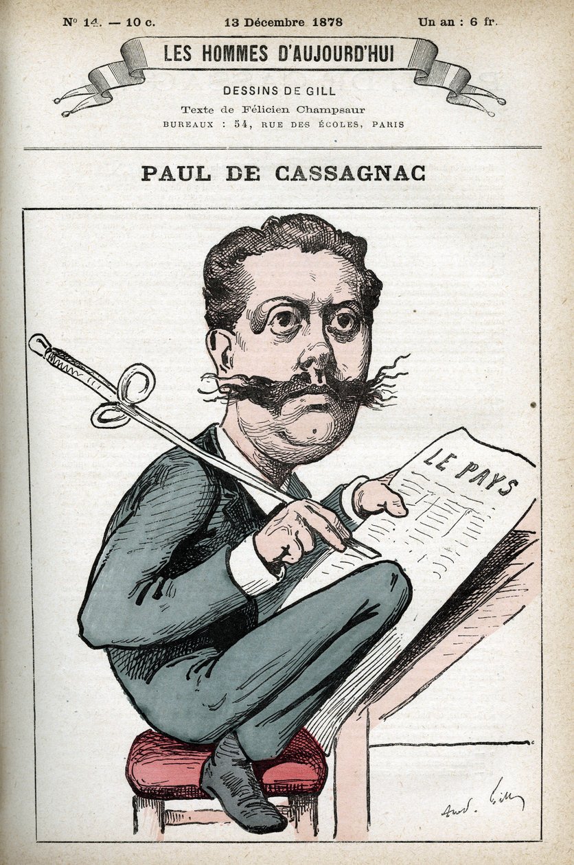 Portrait of Paul Granier de Cassagnac (1842-1902), French political journalist. Cartoon by Gill, Paris by Andre Gill